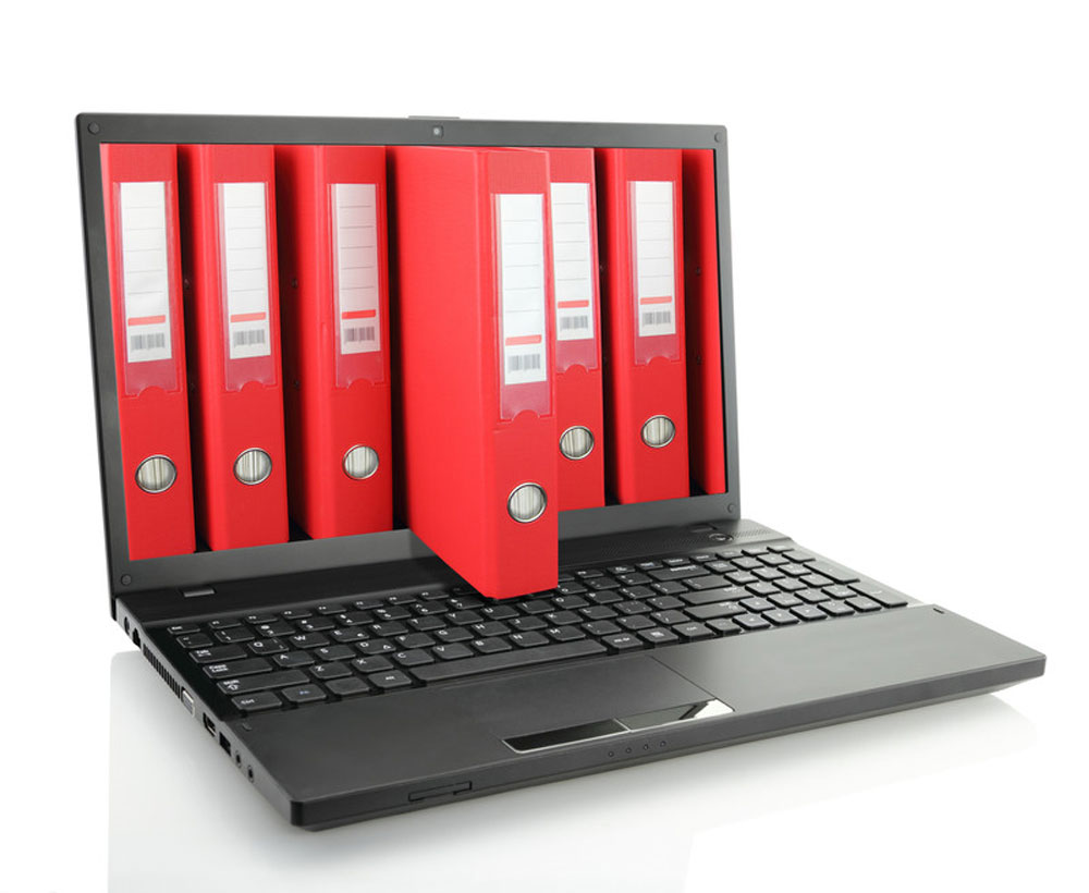red file folders in a computer screen